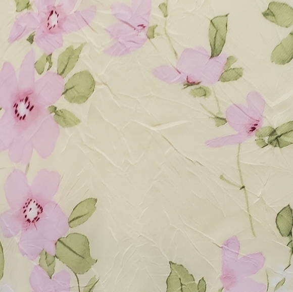 Vintage City Triangles Yellow Pink Floral Ruffle Flutter Sleeve Chiffon Dress M - Picture 8 of 14